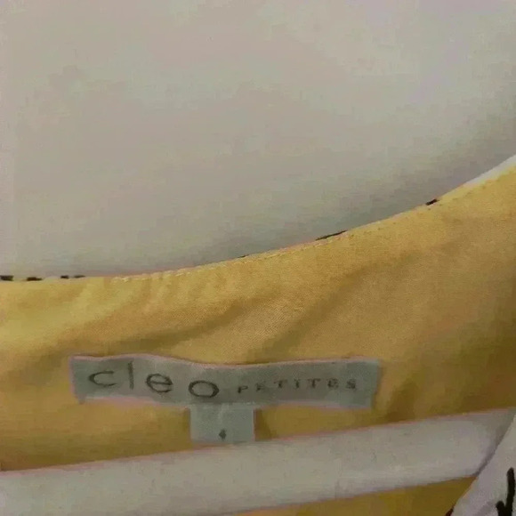 Black white yellow high  low dress - size 4 petite - Picture 3 of 4